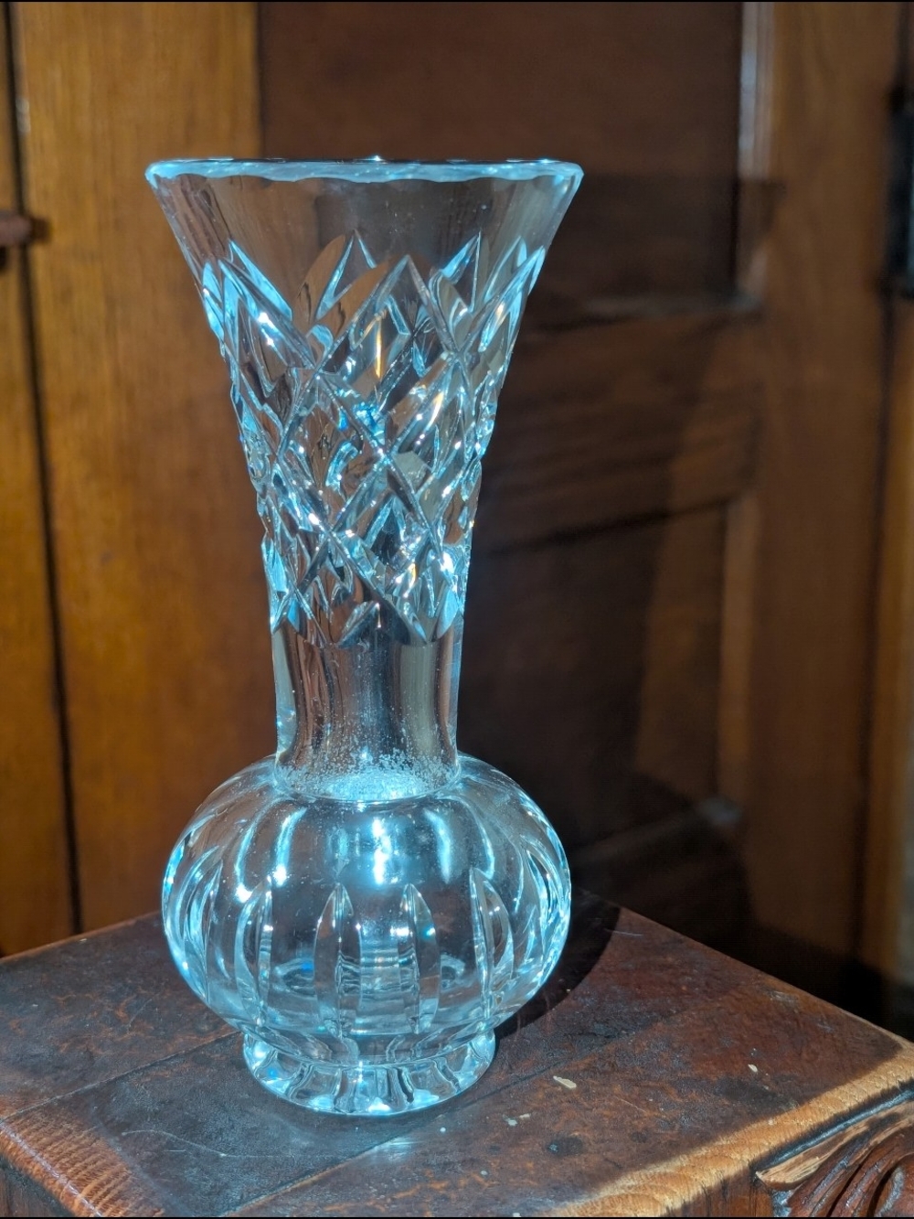 Clear Cut Crystal-Style Glass Bud Vase - Clear Vintage
